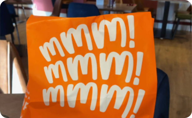 Mealzo bag inside the wee gurkha indian restaurant