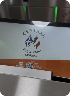 Mealzo rear EPOS inside Central fish and chips in Kinross