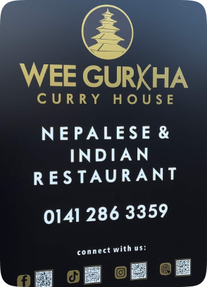 Wee gurkha indian & nepalese restaurant sign 